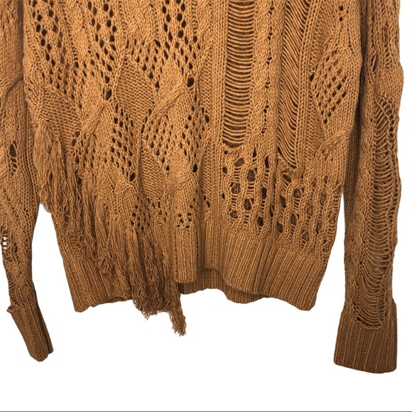 NWT 360 CASHMERE TENLEY CABLE KNIT FRINGE SWEATER - Picture 4 of 6